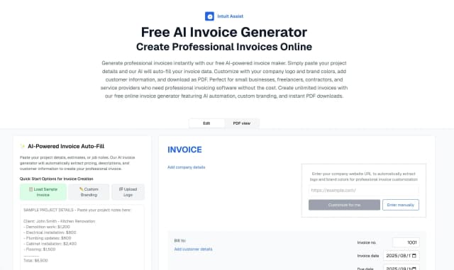 AI Invoice generator screenshot 1