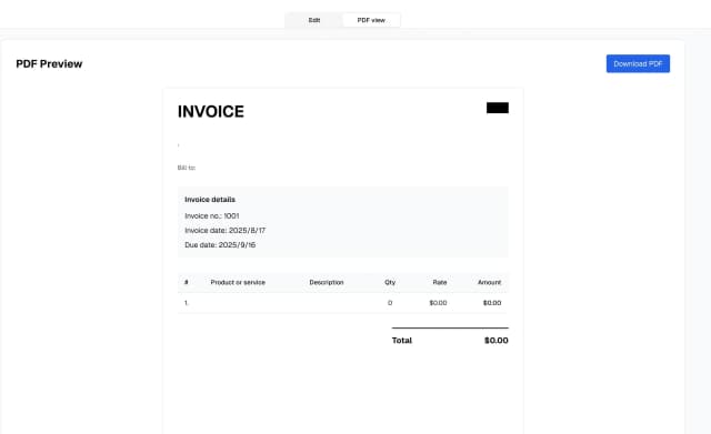AI Invoice generator screenshot 2