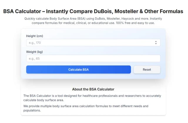 BSA Calculator screenshot 1
