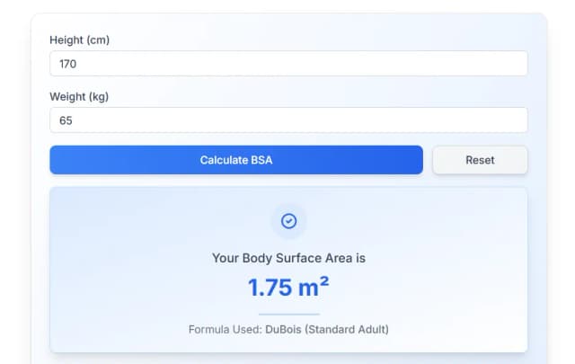BSA Calculator screenshot 2