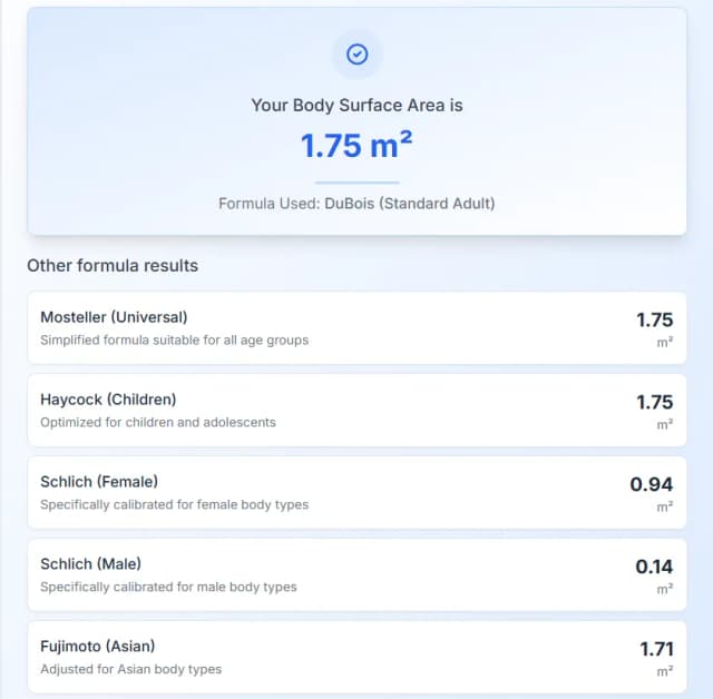 BSA Calculator screenshot 3