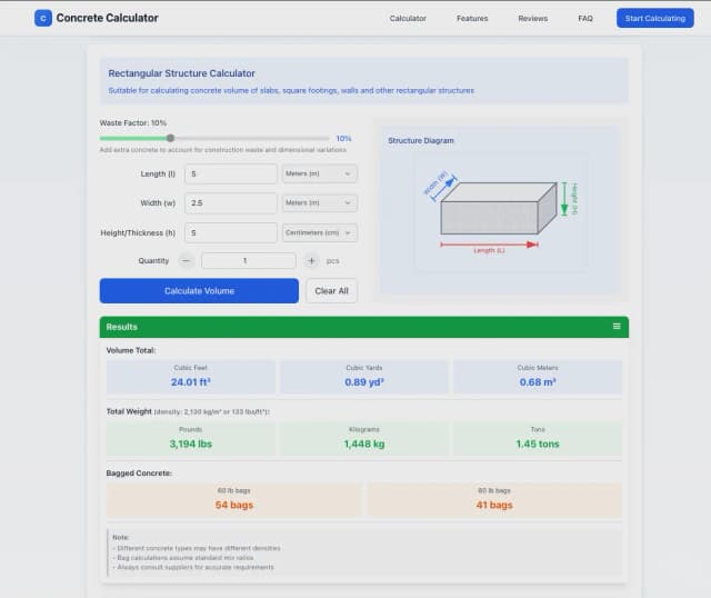 Concrete Calculator screenshot 2