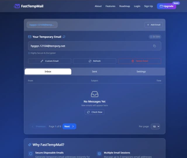 FastTempMail screenshot 1