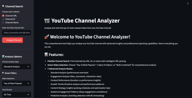 FreeTubeMetricsYouTube Channel Analyzer screenshot 1