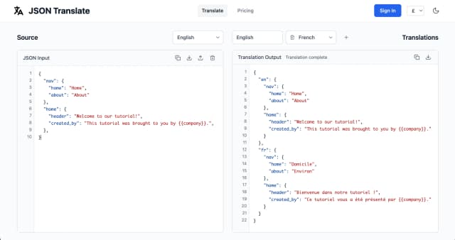 JSON Translate screenshot 1