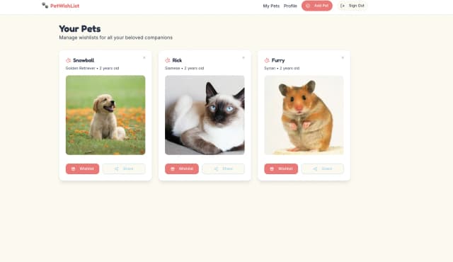 PetWishList screenshot 2