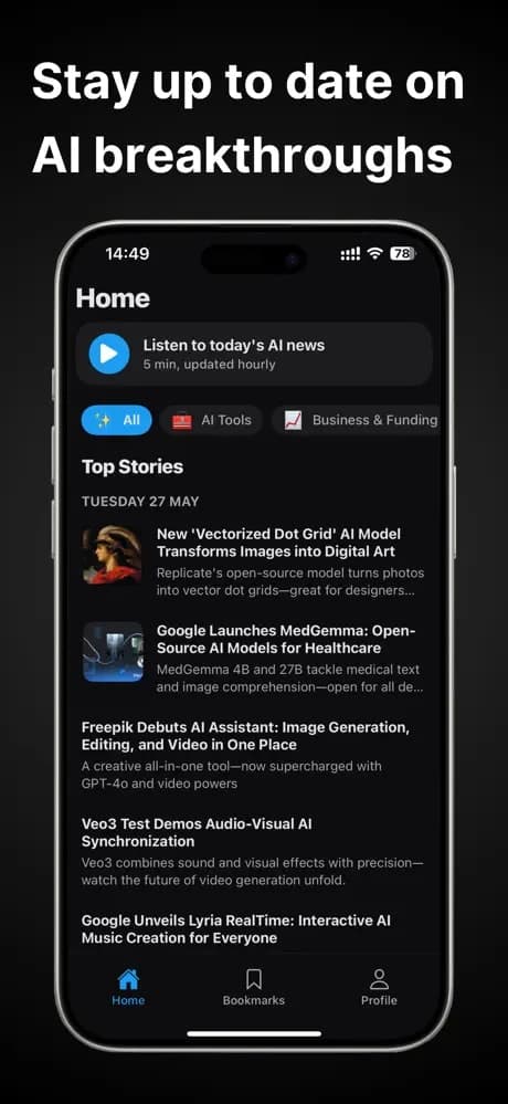 Tensor AI: Never Miss the AI News screenshot 1