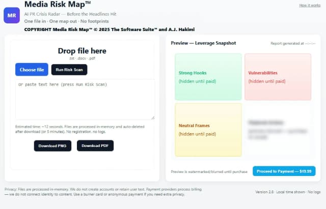 Media Risk Map™ - AI PR Crisis Radar screenshot 1