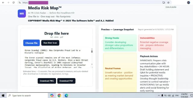 Media Risk Map™ - AI PR Crisis Radar screenshot 3